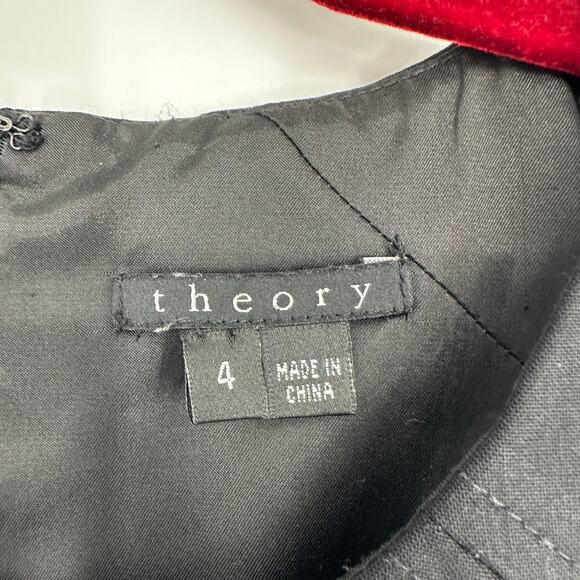 Theory Fit and Flare Black Career Wool Blend Dress Pockets Sleeveless Womens 4 - Picture 6 of 7